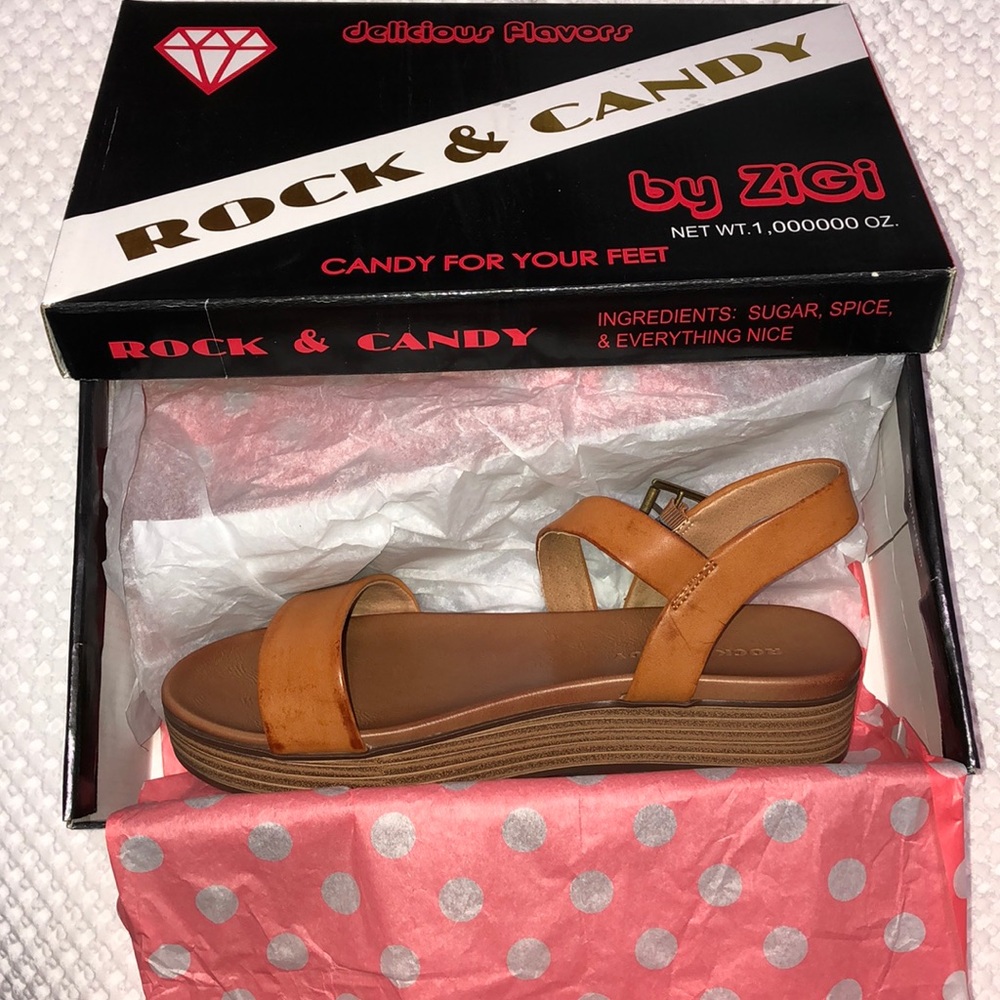 Brand new cognac colored sandals.